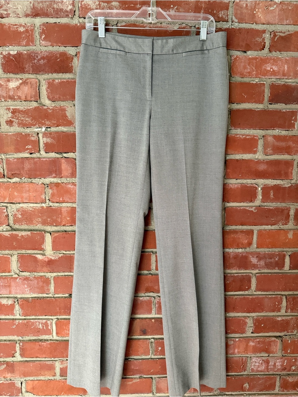 Women's Gray Straight-Leg wool Blend Dress Pants